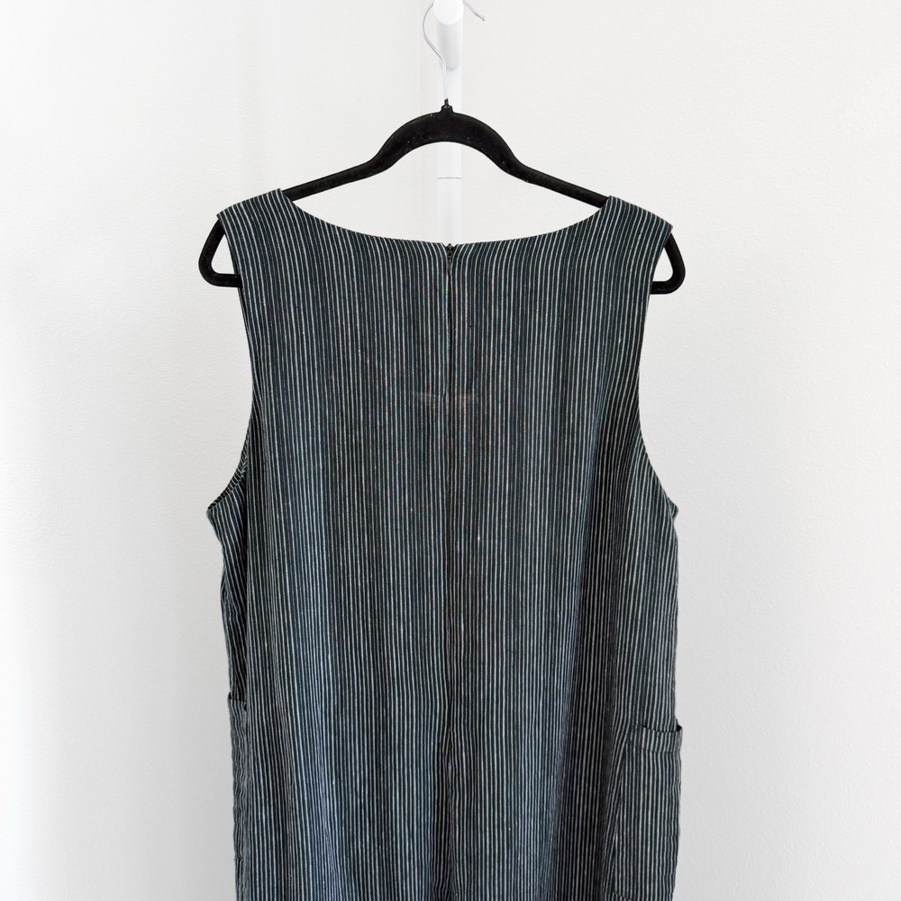 Liv By Habitat Jumpsuit Womens Large Black Striped 100% Linen Wide Leg Lagenlook - Picture 7 of 11